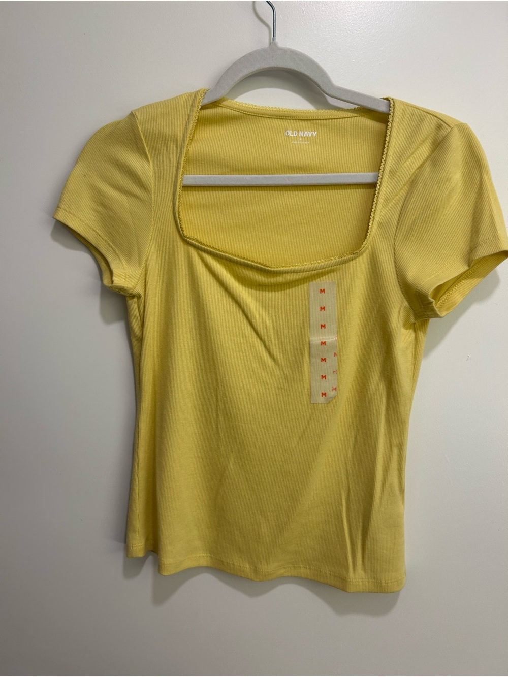 Old Navy Bright Yellow Square Neck Short Sleeve Tee